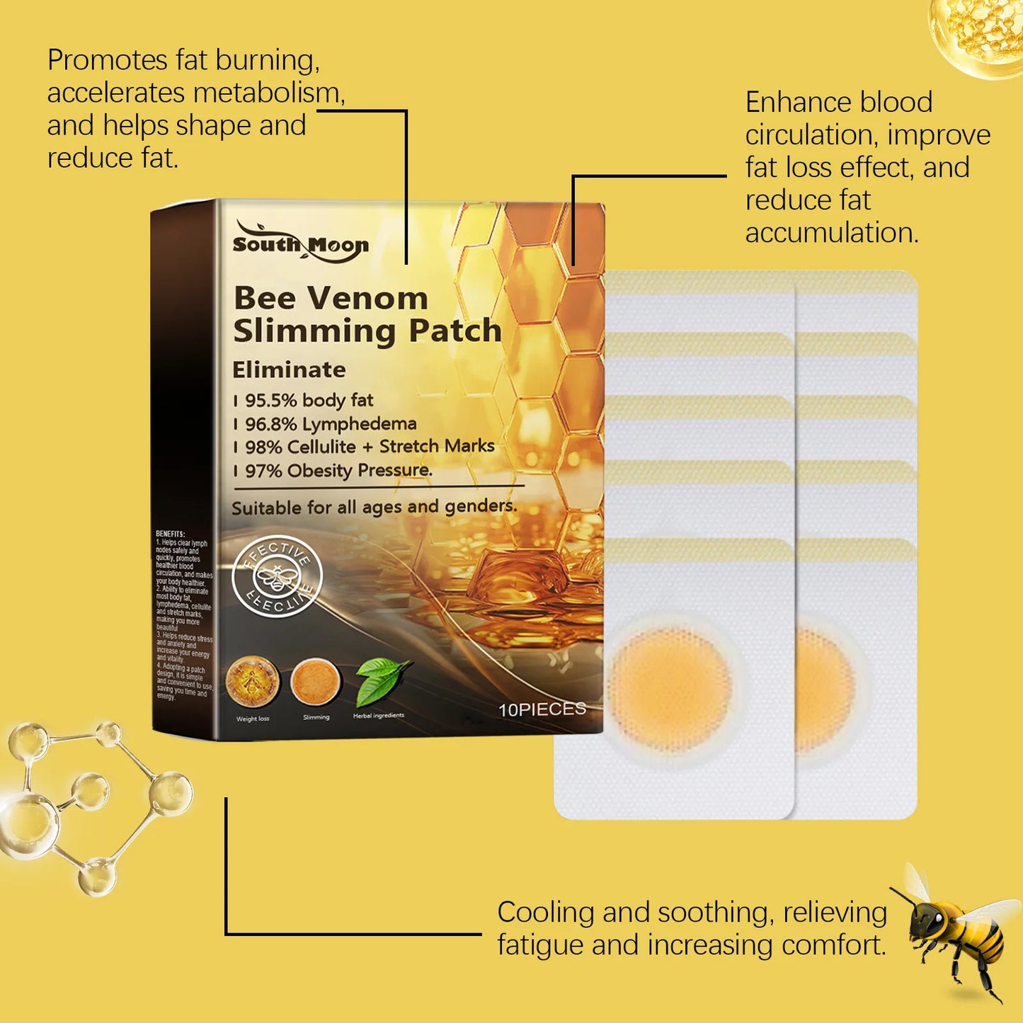10pcs Bee Venom Belly Slimming Patches
