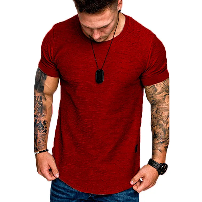 Men's Short-Sleeve Crossfit Solid O Neck T-Shirt