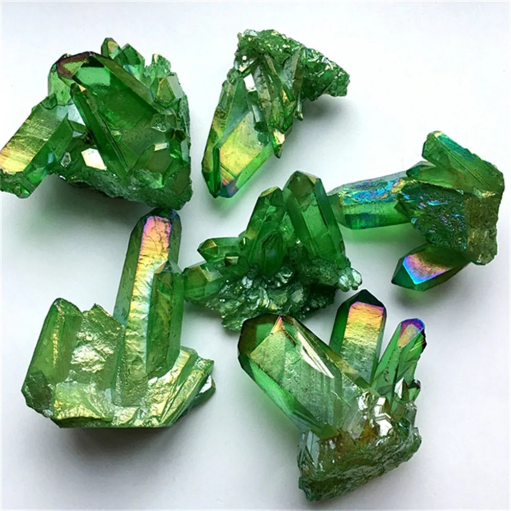 Natural Aura Green Titanium Crystal Gemstone
