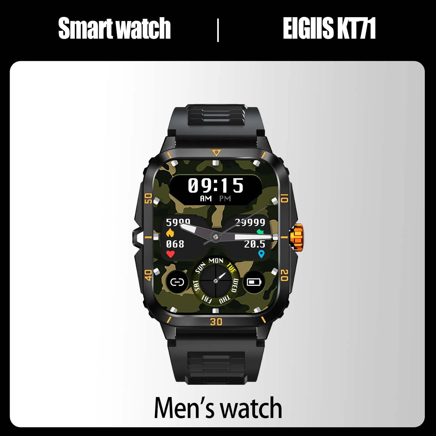 EIGIIS Smart Watch 3ATM Waterproof 1.96" IPS Screen