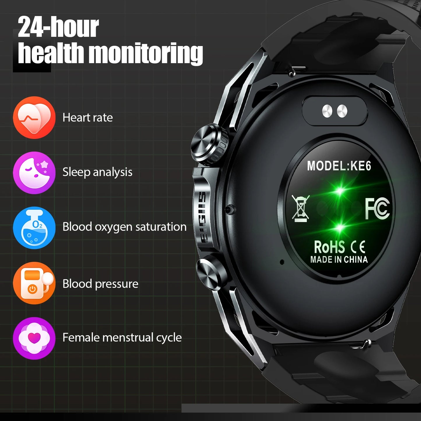 EIGIIS Men's Smart Watch KE6 1.43" AMOLED Display