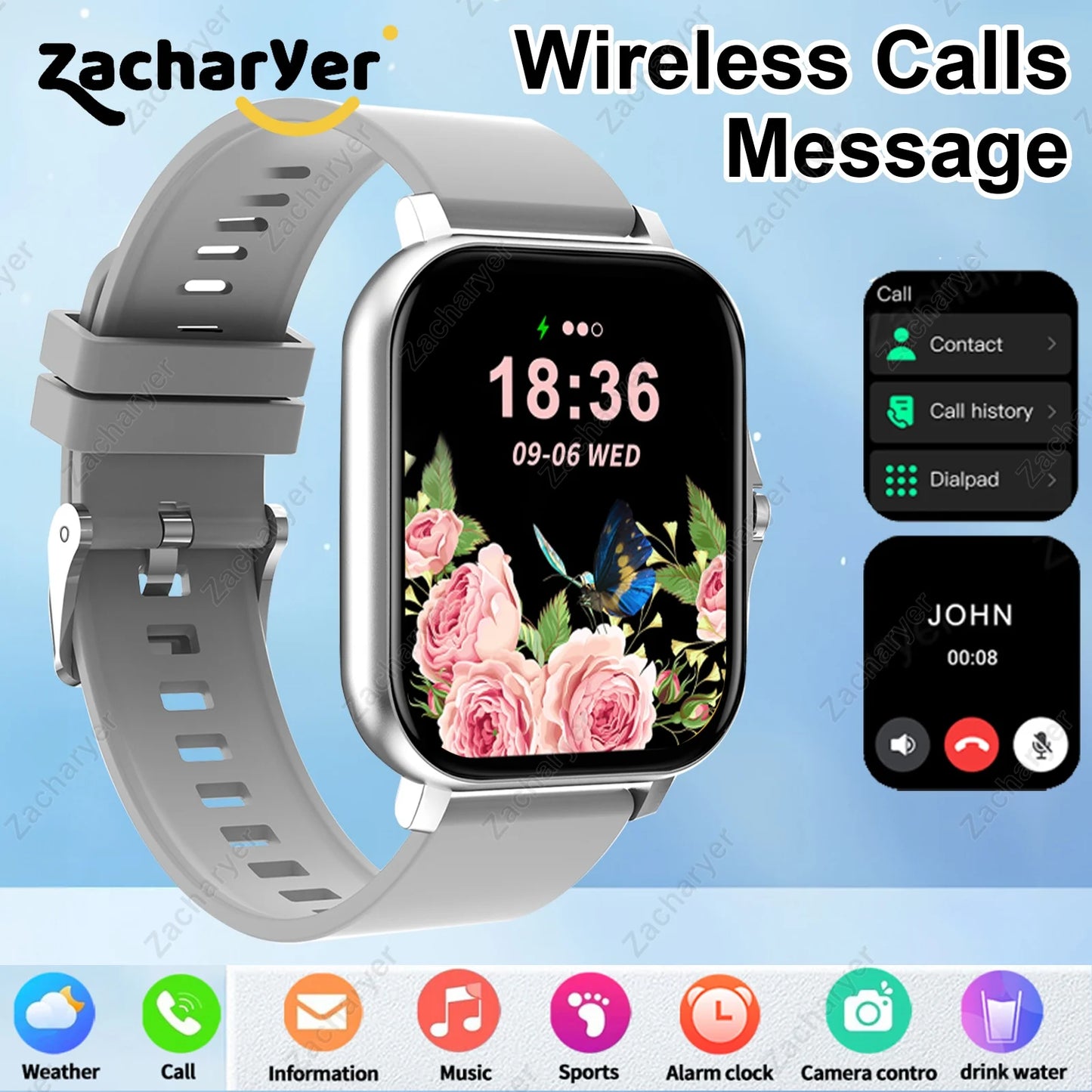Multi-Sport Mode Smartwatch: Compatible with Android & iPhones