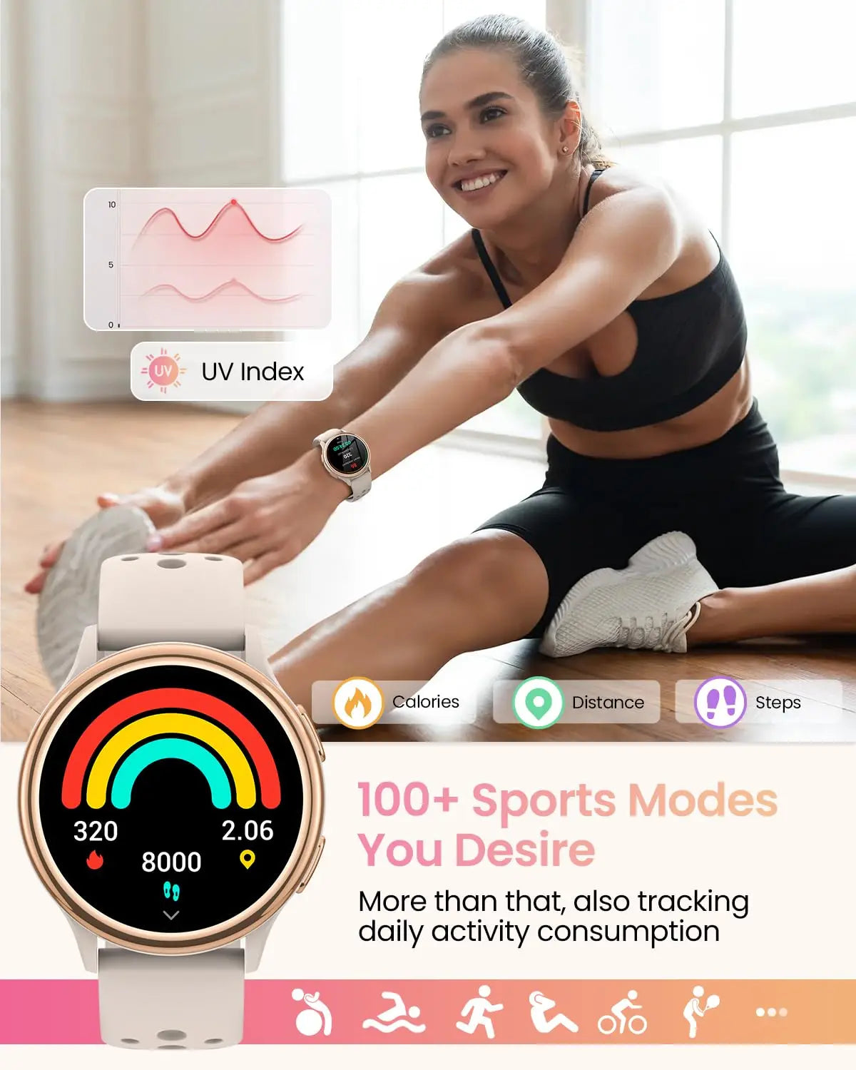 Women's 1.27" Fitness Tracker Smartwatch