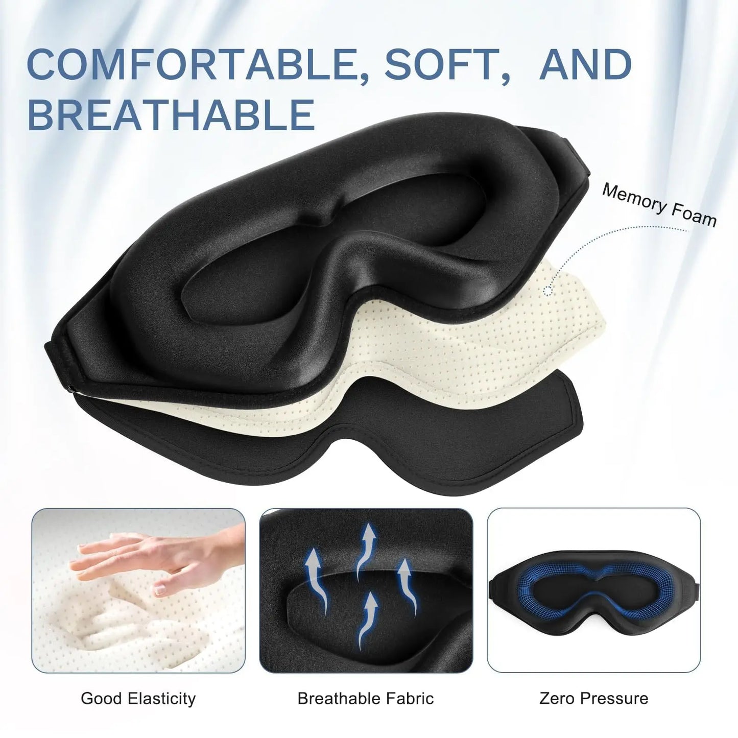 2pcs Total Blackout 3D Sleeping Mask, Super Lightweight