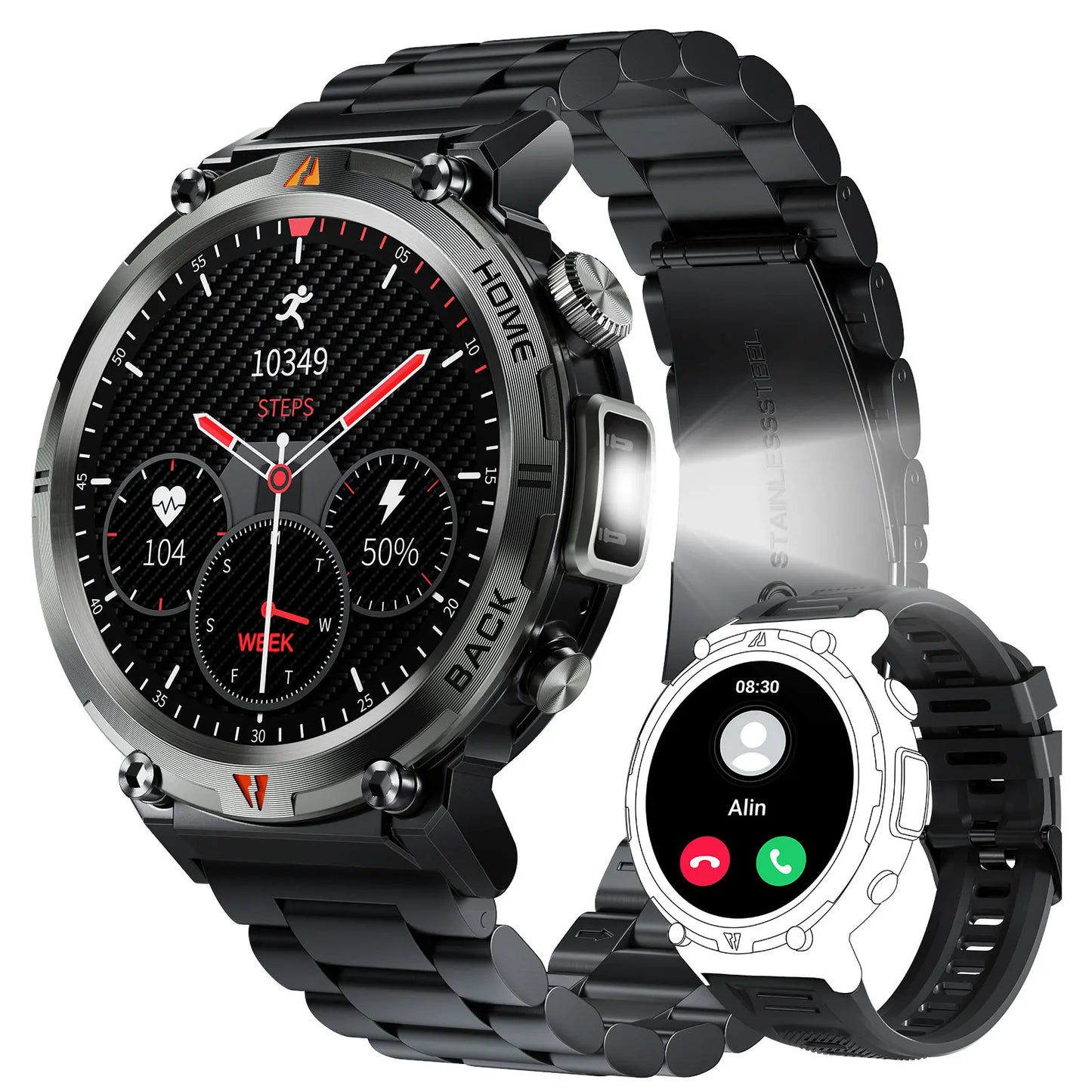 LaNikar Men's Full Touch Screen Bluetooth Smart Watch