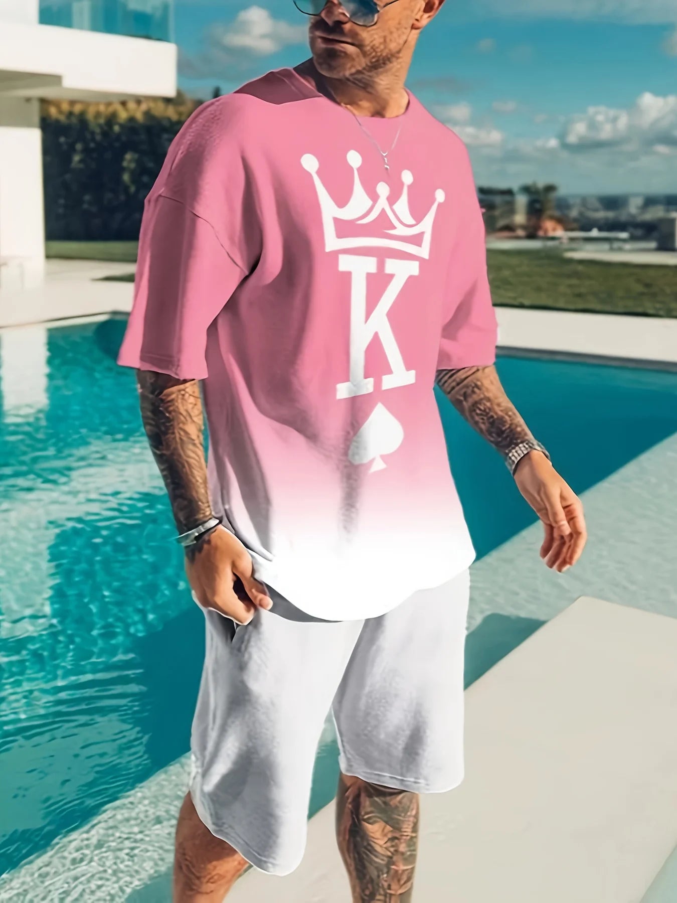 Men's Trendy Short-sleeved Two-piece Sportswear