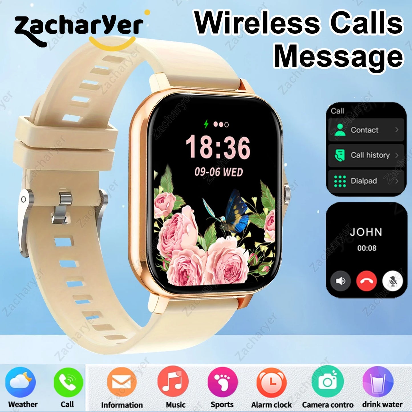 Multi-Sport Mode Smartwatch: Compatible with Android & iPhones