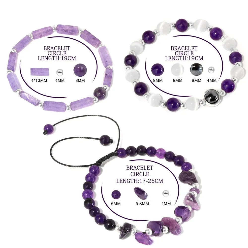 3pcs/Set Body-Purifying Amethyst Bracelet