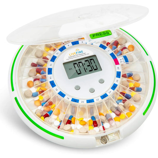 LiveFine Automatic Pill Dispenser W/28-Day Organizer