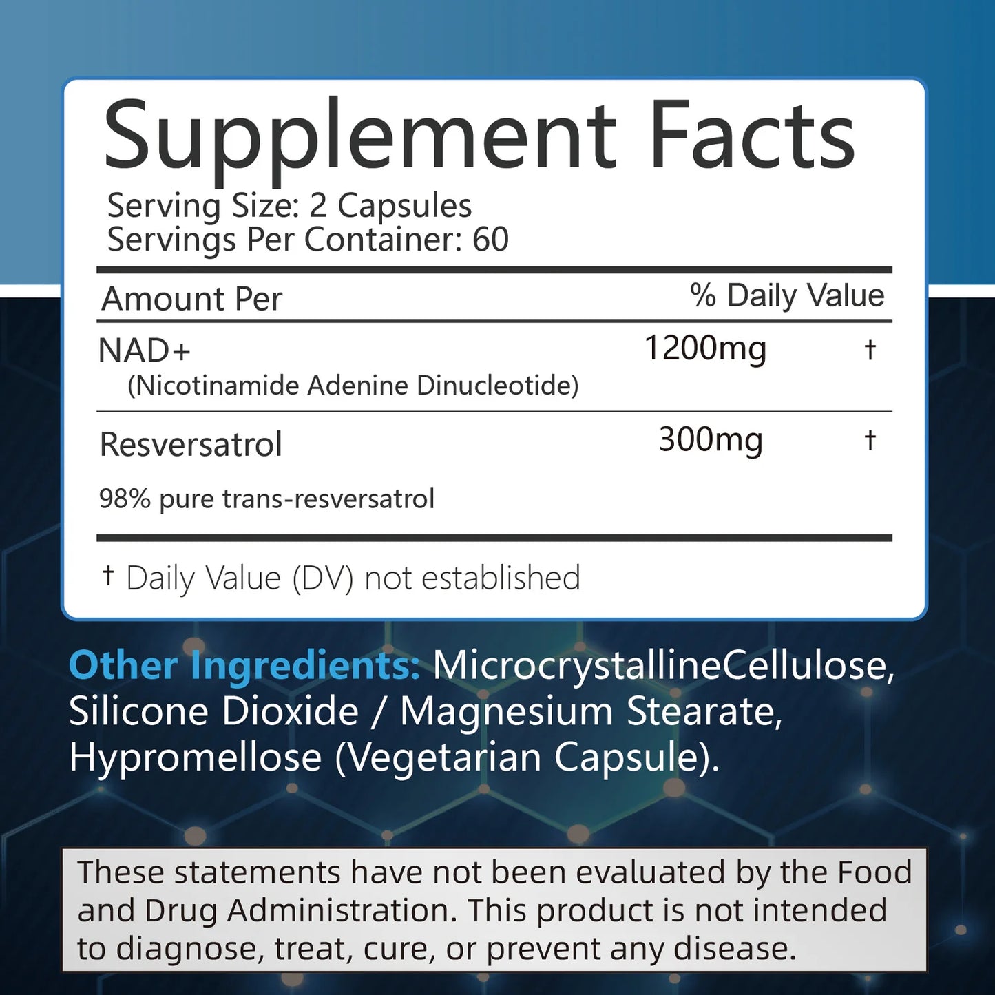NAD+Supplements - with Resveratrol - Natural Energy Supplement