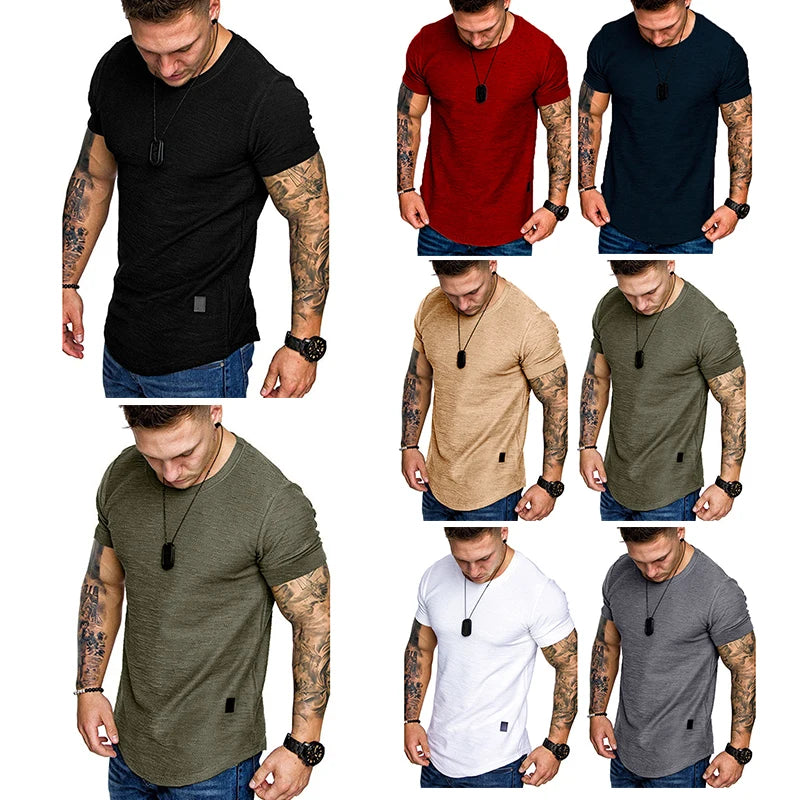 Men's Short-Sleeve Crossfit Solid O Neck T-Shirt