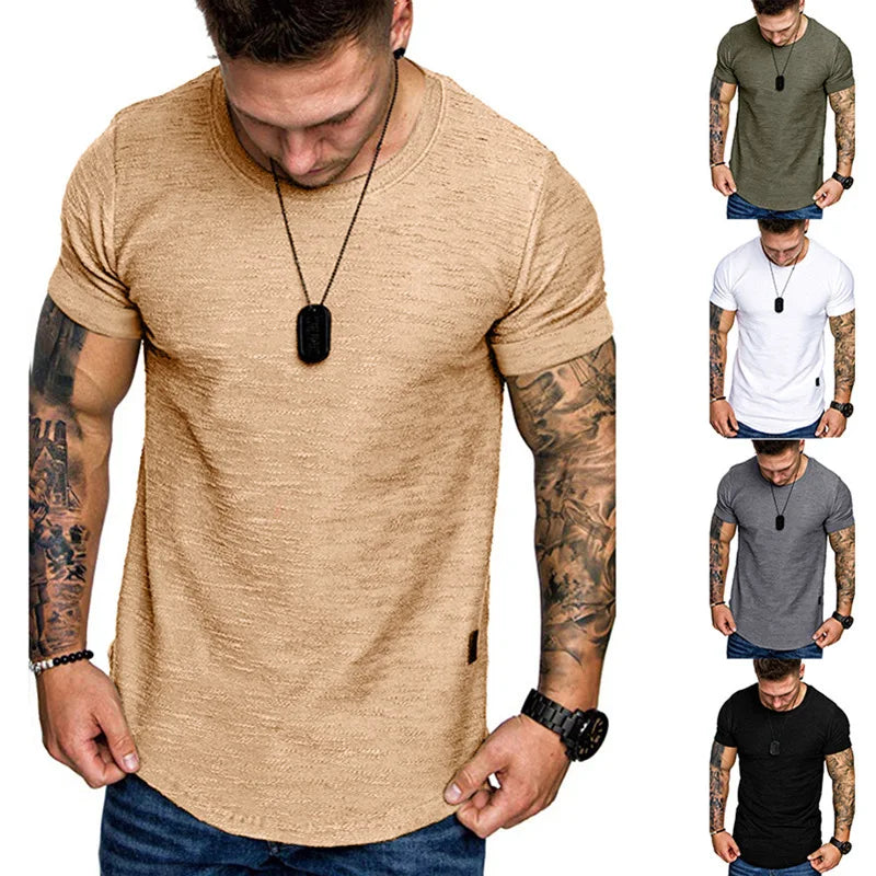 Men's Short-Sleeve Crossfit Solid O Neck T-Shirt