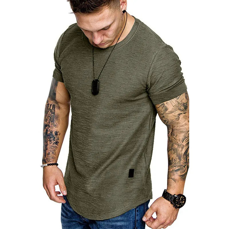 Men's Short-Sleeve Crossfit Solid O Neck T-Shirt