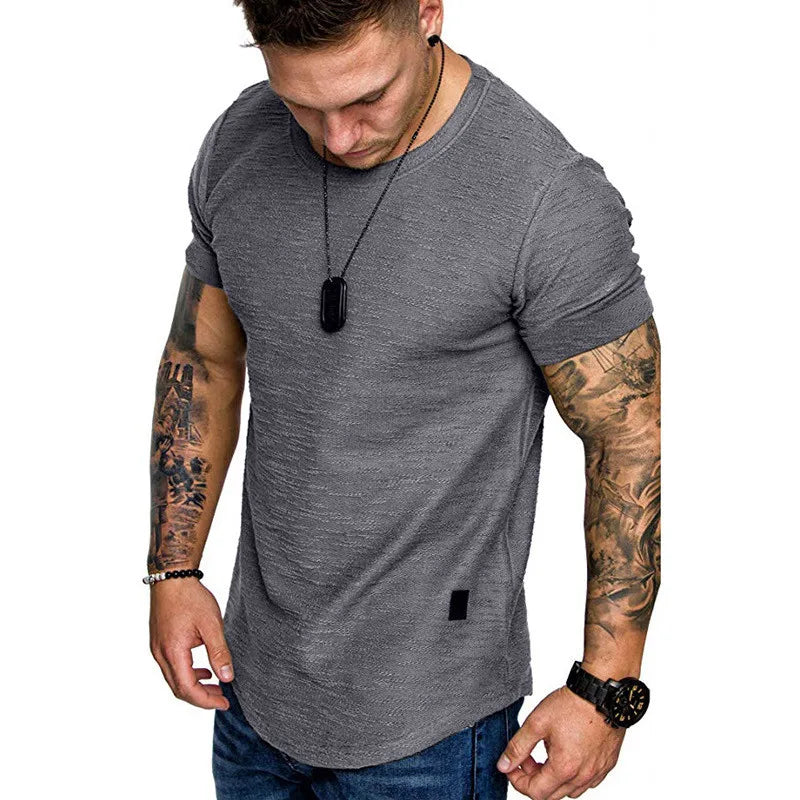 Men's Short-Sleeve Crossfit Solid O Neck T-Shirt