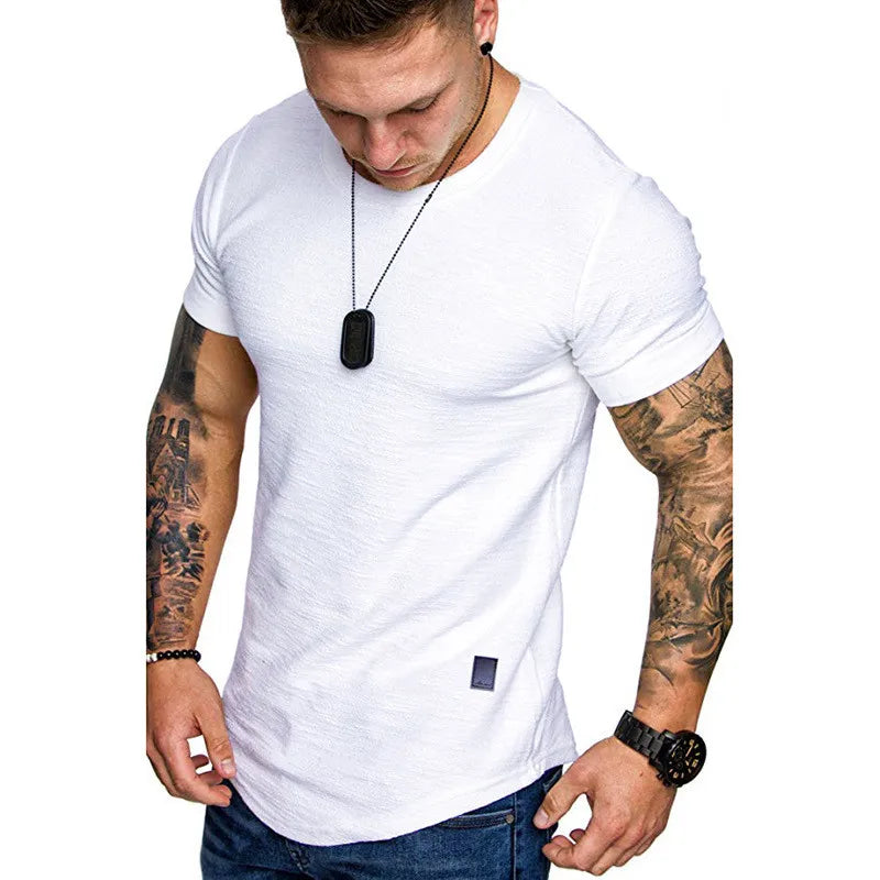 Men's Short-Sleeve Crossfit Solid O Neck T-Shirt