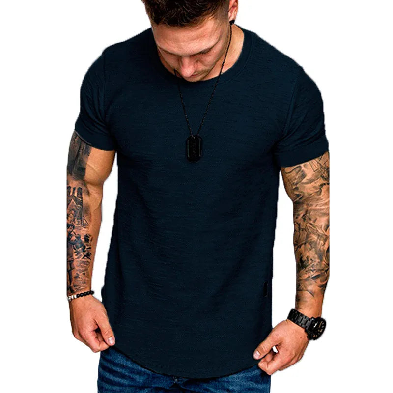 Men's Short-Sleeve Crossfit Solid O Neck T-Shirt