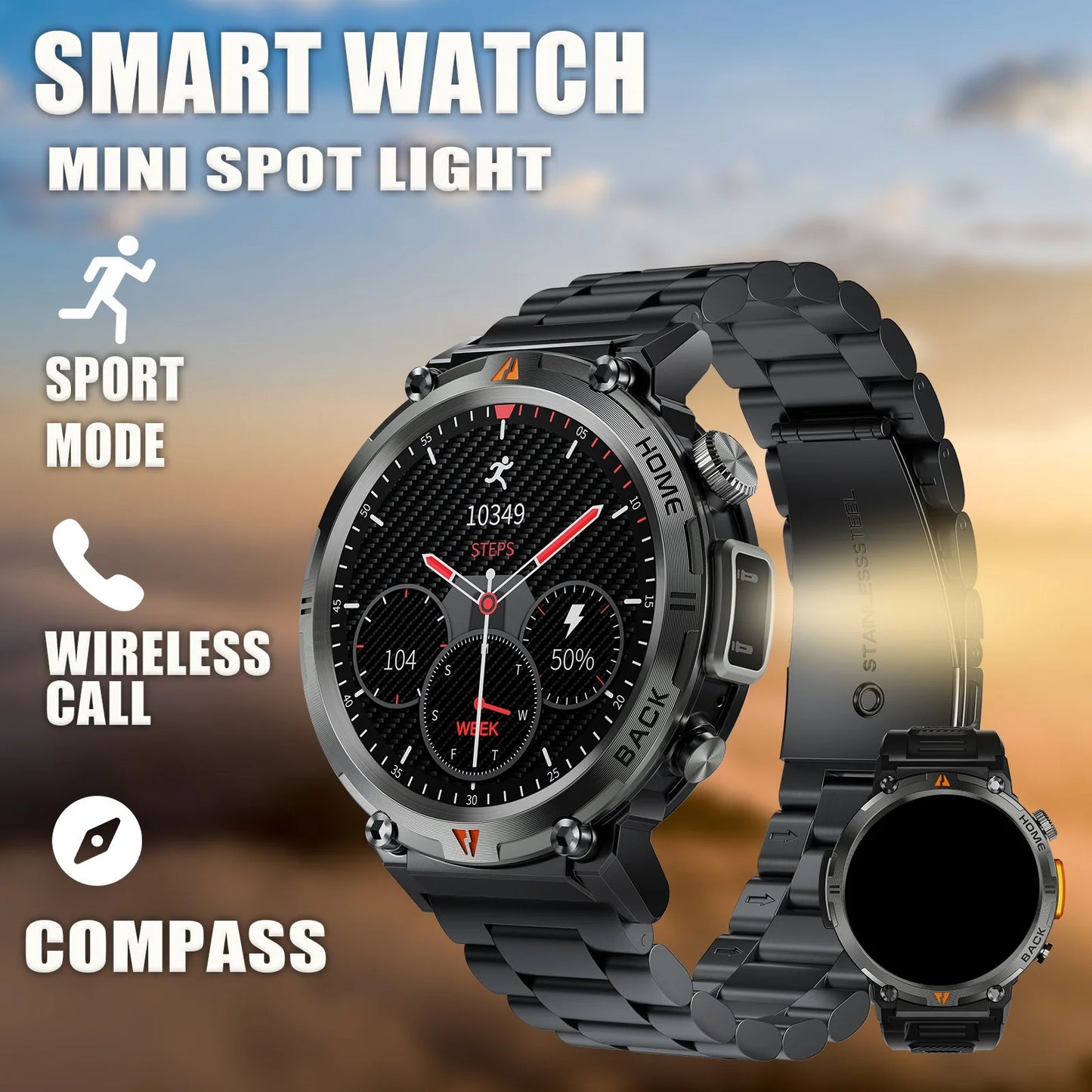 LaNikar Men's Full Touch Screen Bluetooth Smart Watch