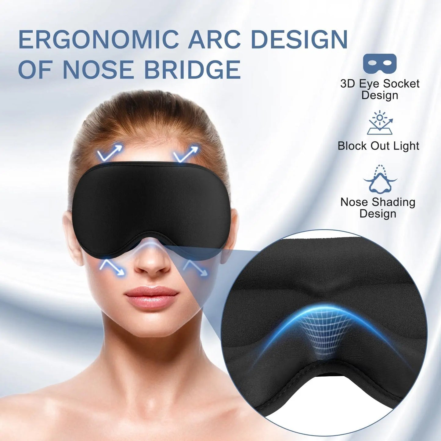 2pcs Total Blackout 3D Sleeping Mask, Super Lightweight