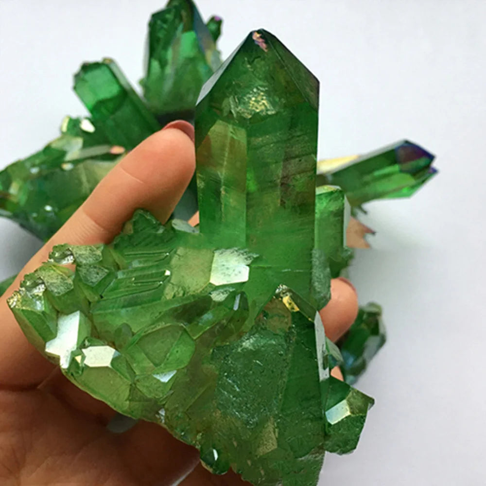 Natural Aura Green Titanium Crystal Gemstone