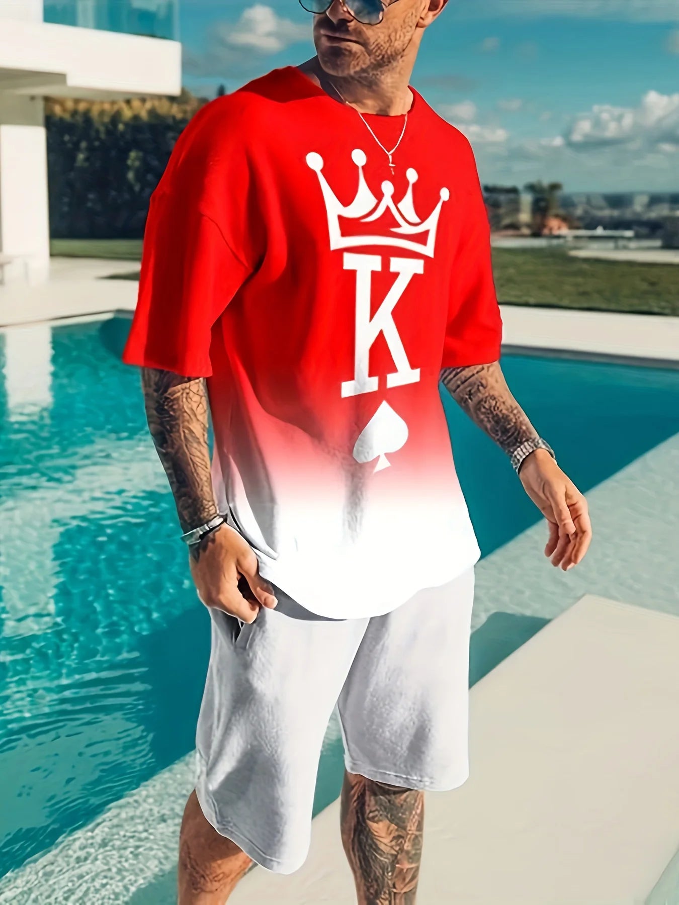 Men's Trendy Short-sleeved Two-piece Sportswear