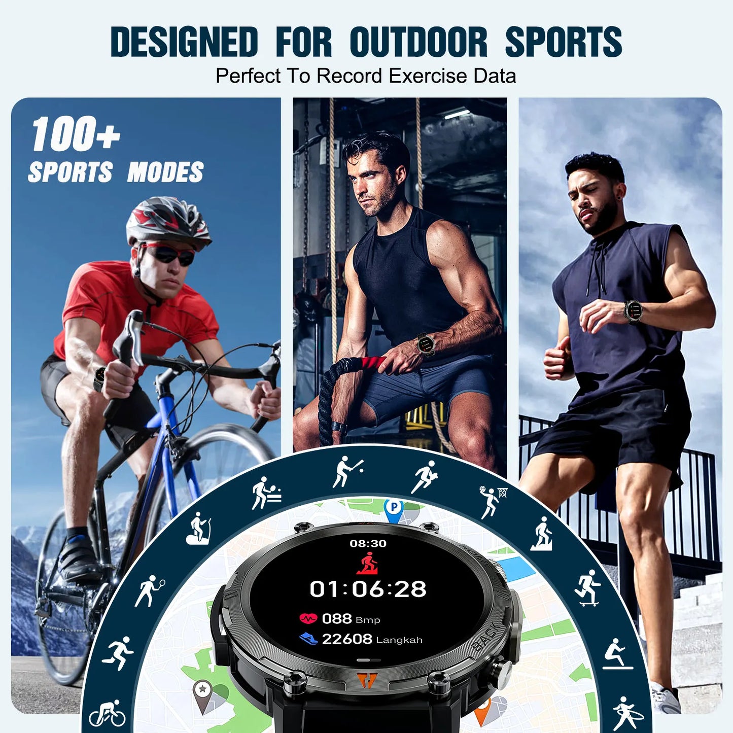Men's Smart Watch Touch Screen Health Tracker