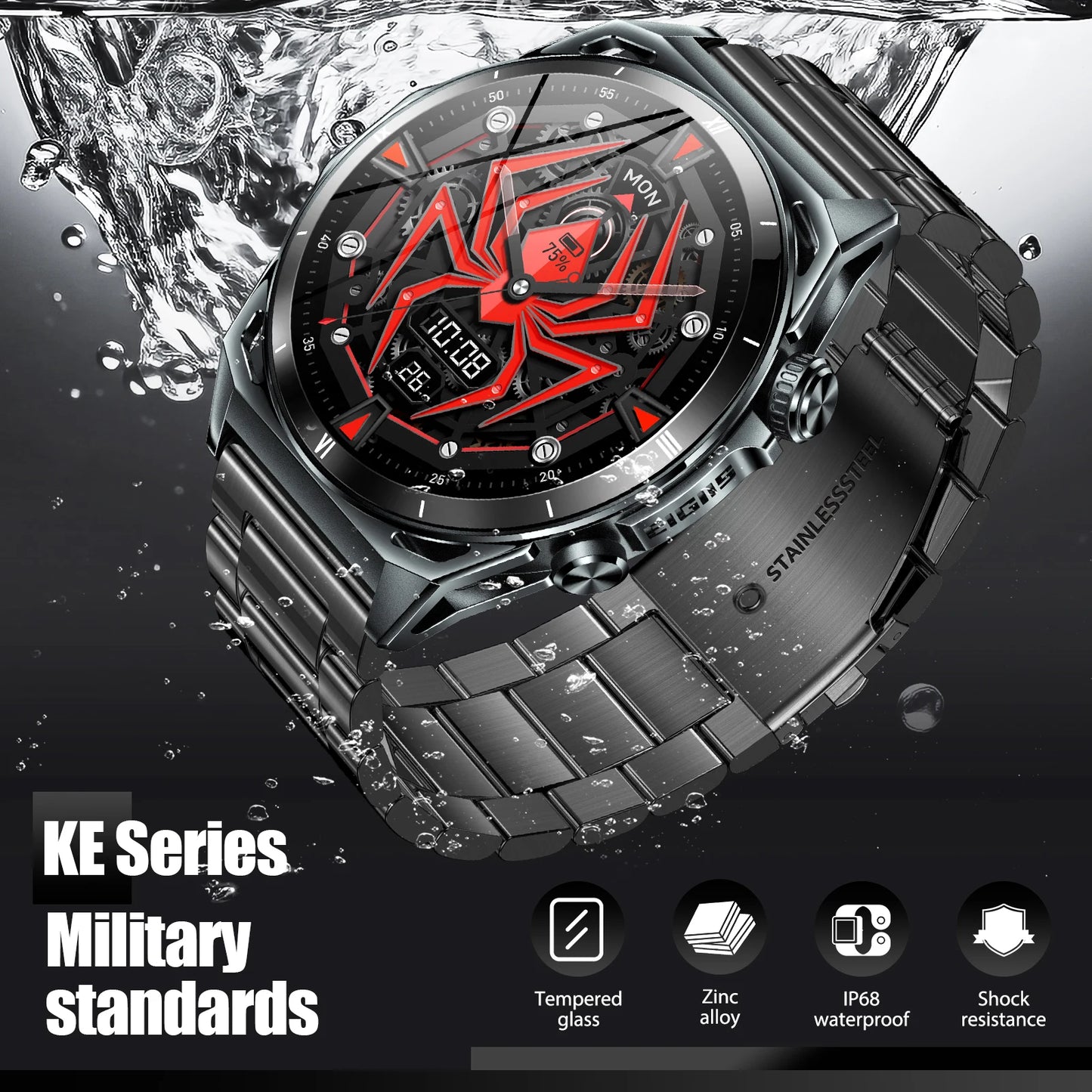 EIGIIS Men's Smart Watch KE6 1.43" AMOLED Display