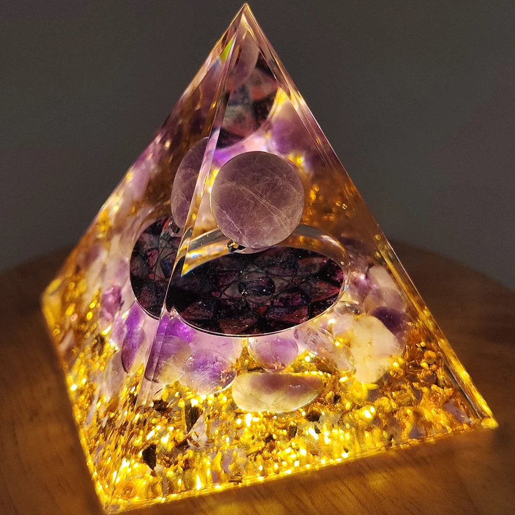 Reiki Chakra Orgone Pyramid Healing Meditation Stone