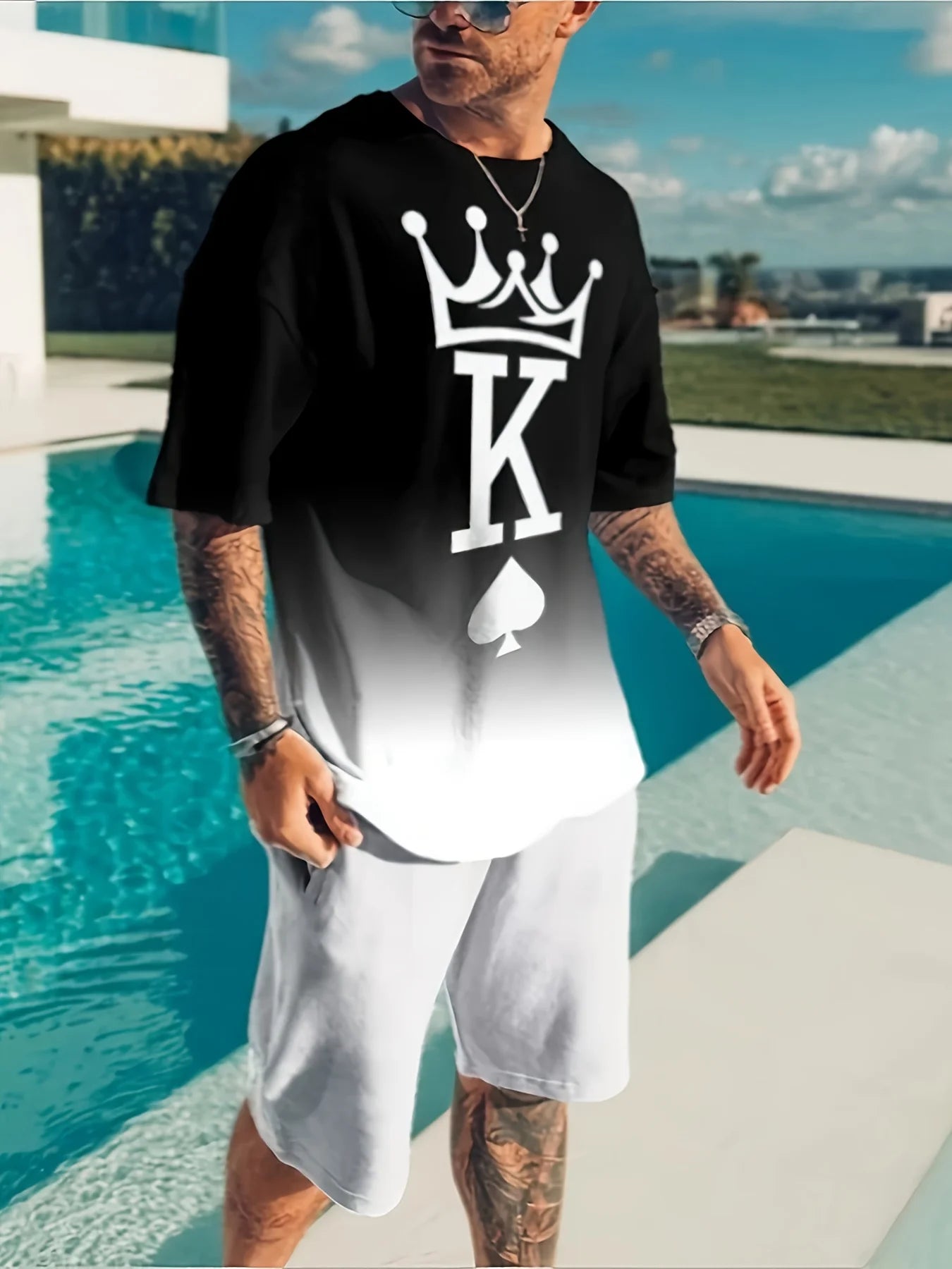Men's Trendy Short-sleeved Two-piece Sportswear