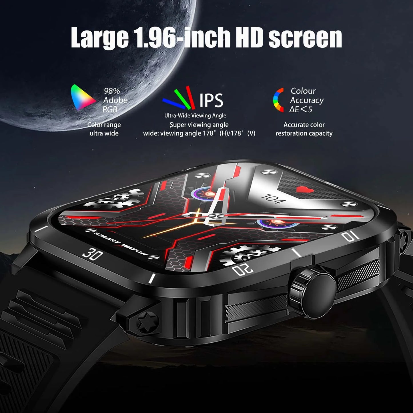 EIGIIS Smart Watch 3ATM Waterproof 1.96" IPS Screen