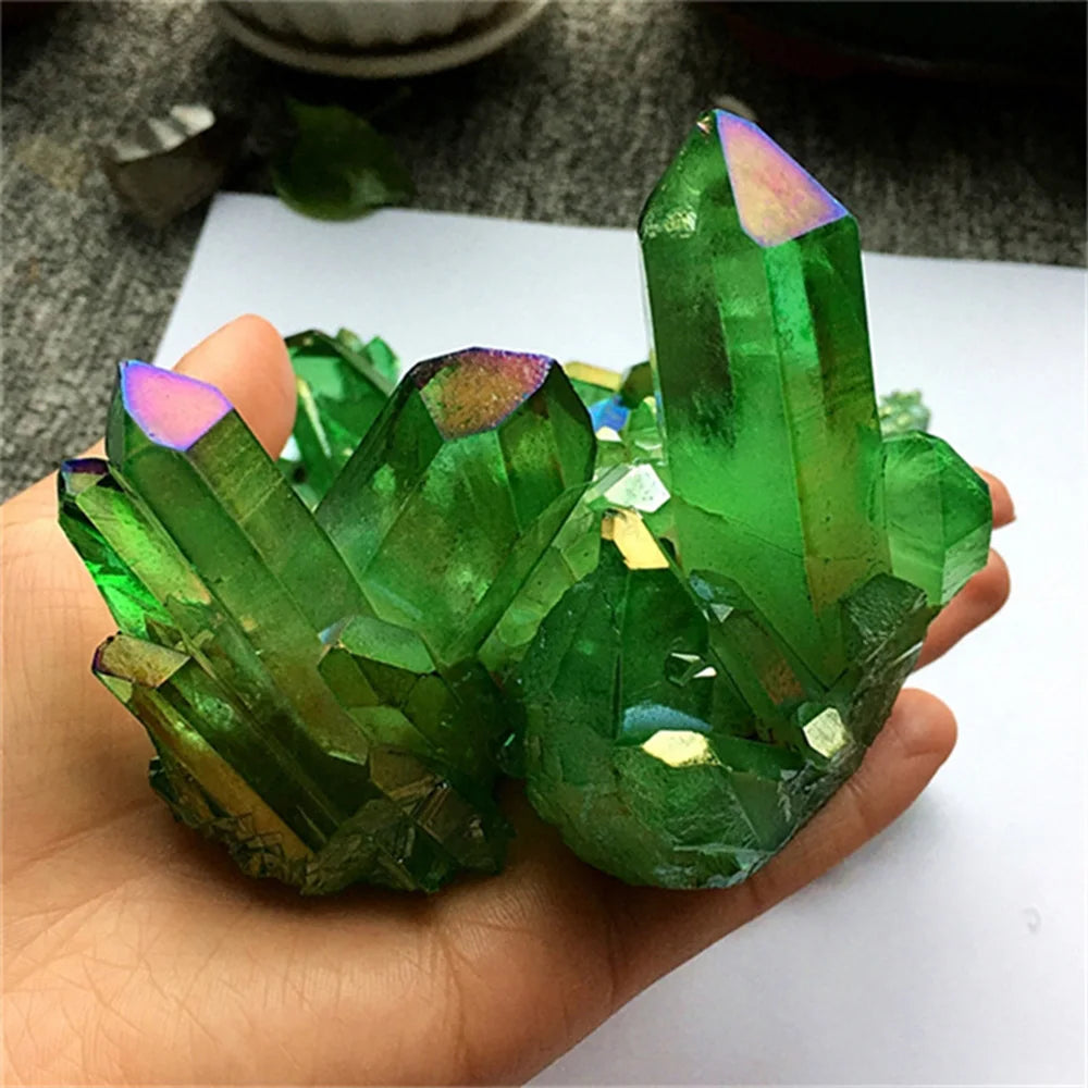 Natural Aura Green Titanium Crystal Gemstone