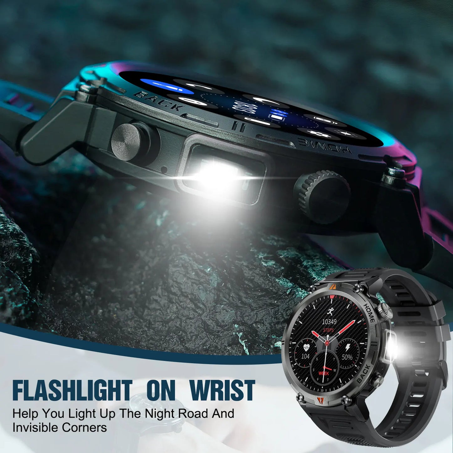 LaNikar Men's Full Touch Screen Bluetooth Smart Watch