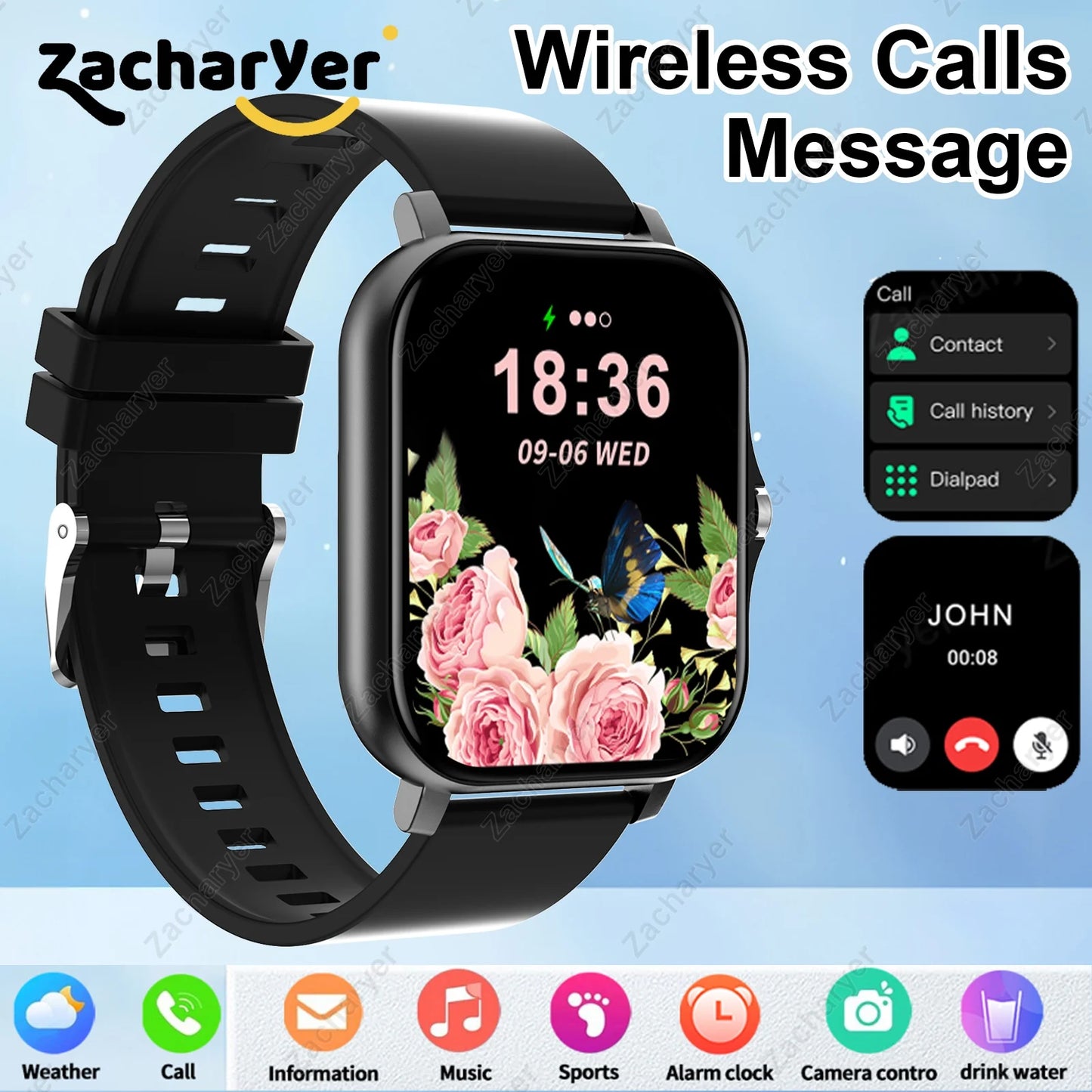 Multi-Sport Mode Smartwatch: Compatible with Android & iPhones