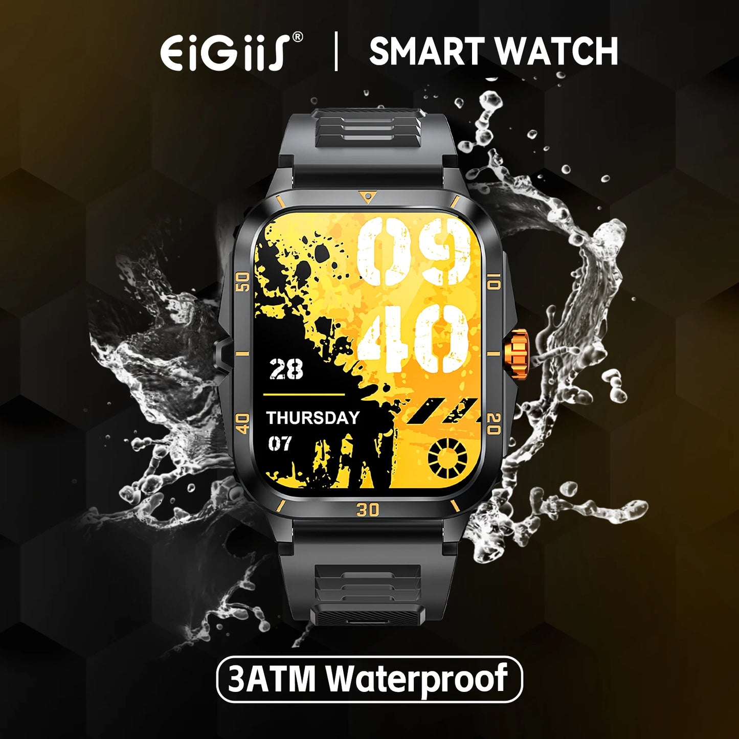 EIGIIS Smart Watch 3ATM Waterproof 1.96" IPS Screen