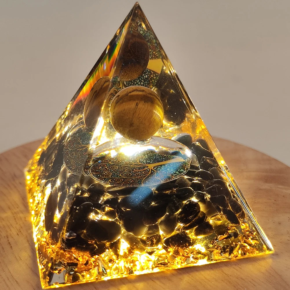 Reiki Chakra Orgone Pyramid Healing Meditation Stone