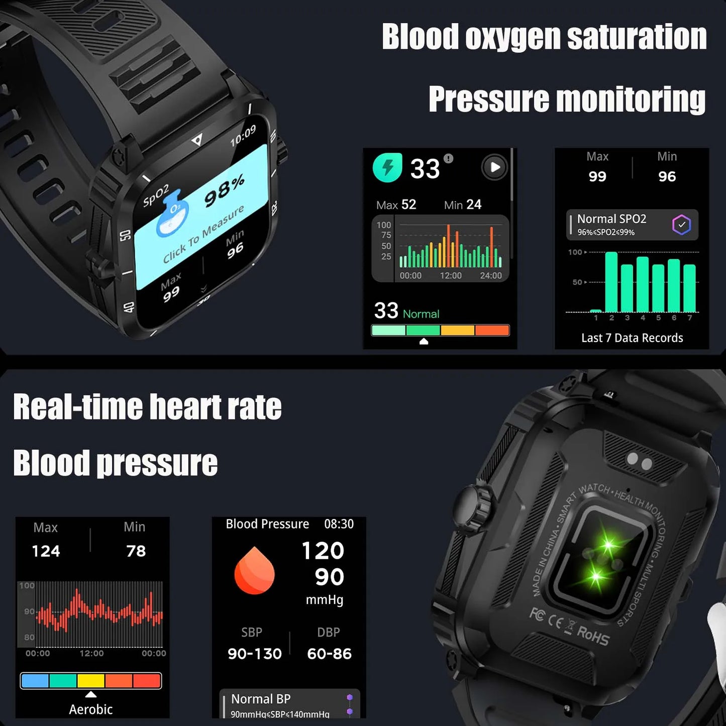 EIGIIS Smart Watch 3ATM Waterproof 1.96" IPS Screen