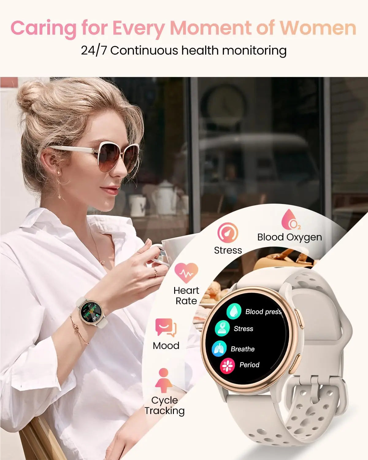 Women's 1.27" Fitness Tracker Smartwatch
