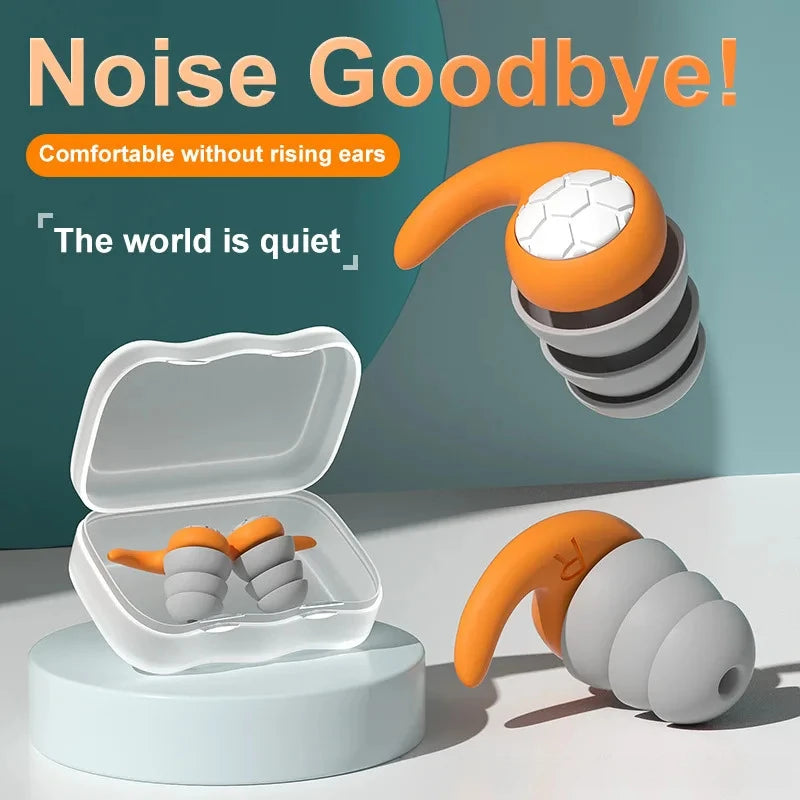 Anti-Noise Earplug Triple Layer Silicone  Waterproof