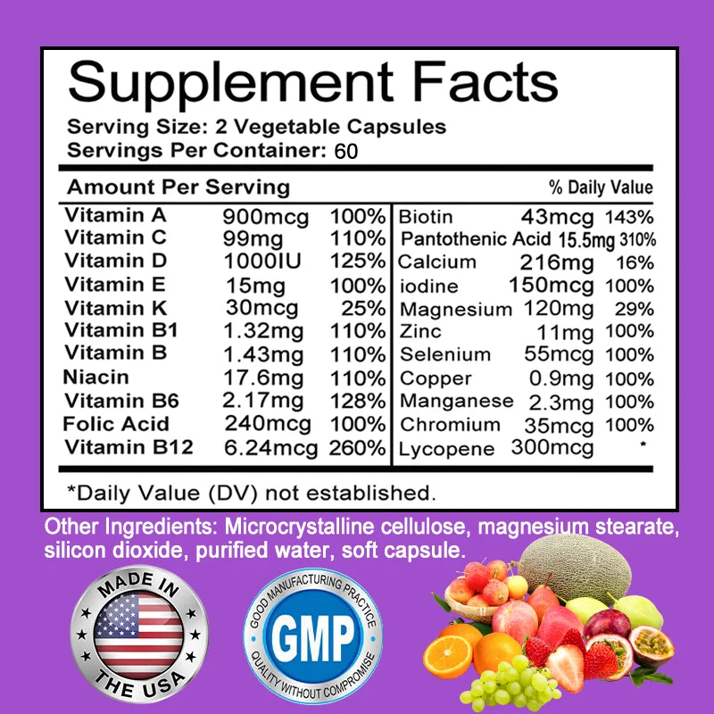 Men's Daily Multivitamin - 22 Vitamins & Minerals