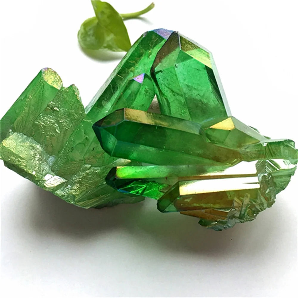 Natural Aura Green Titanium Crystal Gemstone